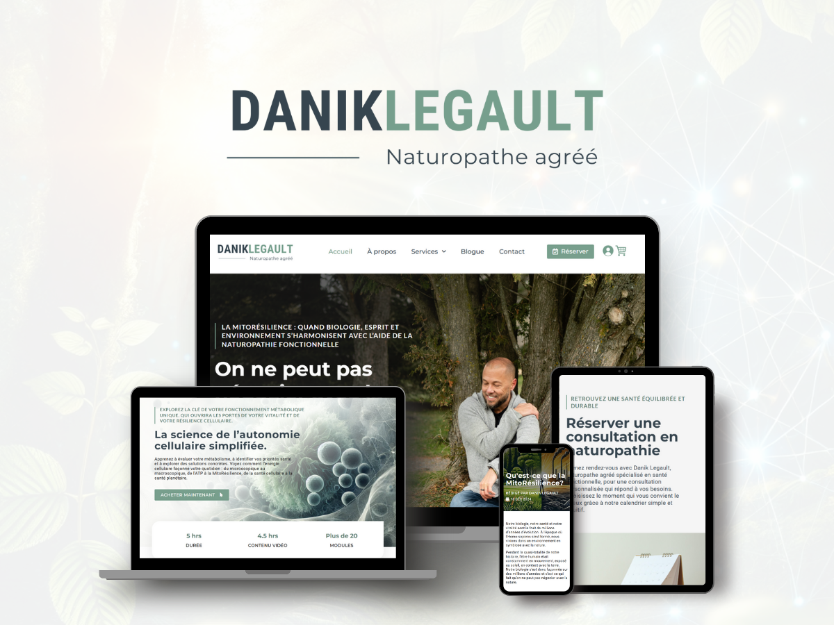 Mockup de la création du site web de Danik Legault, naturopathe