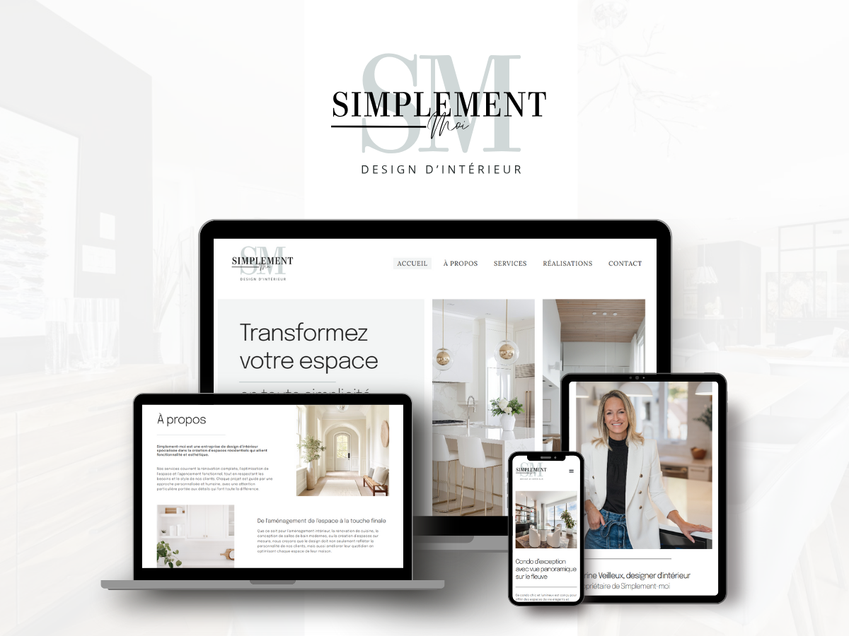 Montage du site web de Simplement-Moi, Design d'intérieur