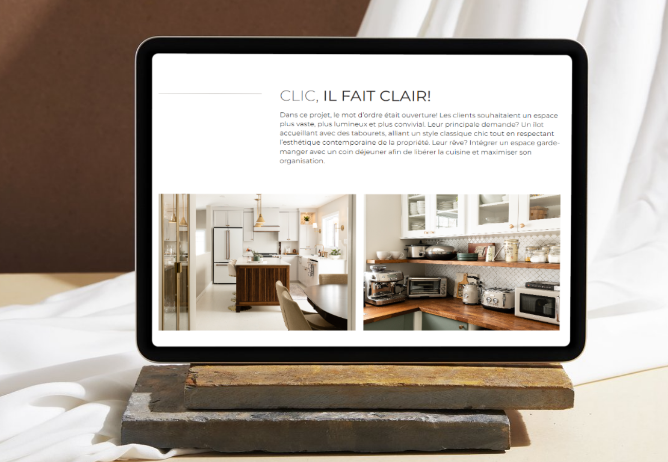 Mockup du site de Koncept Design sur tablette mobile