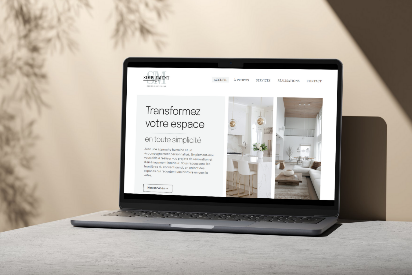 Maquette du site web de Simplement-Moi, design d'intérieur