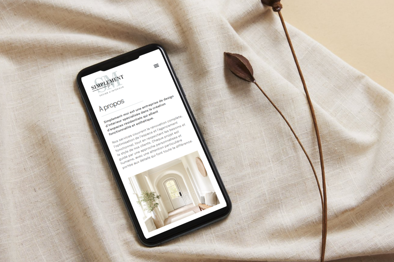 Mockup du site web mobile de Simplement-Moi